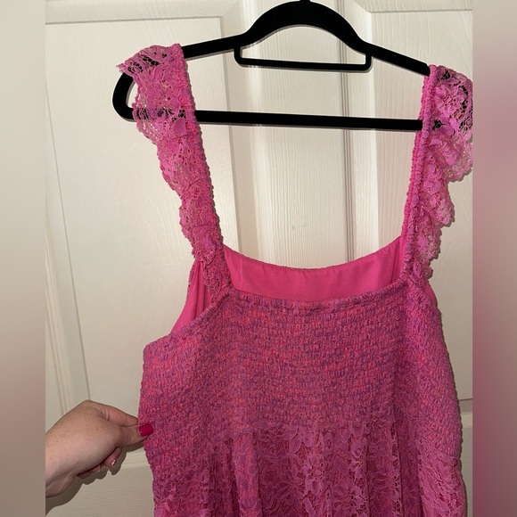 Arula Vibrant Pink Lace sleeveless maxi Dress B 2X spring summer vacation - Picture 5 of 9